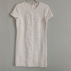 Etcetera Women's Cream Floral Short Sleeve Mini Dress Size 4